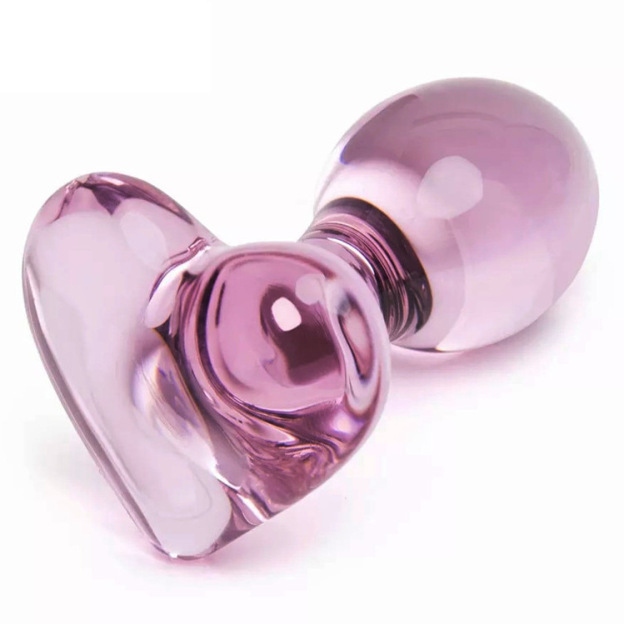Heart Pink Glass Butt Plug - Pink - image 3