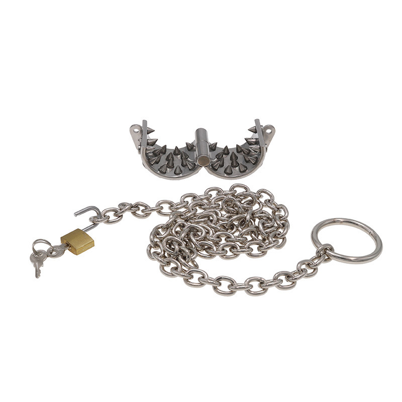 Stainless Steel Ring Testicle Ring with Spikes and Chain - image 2