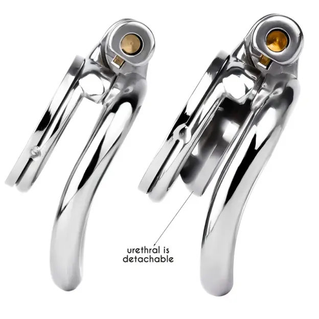 M-shaped Flat Stainless Steel Negative Inverted Chastity Cage Penis Lock Cage-WeLovePlugs