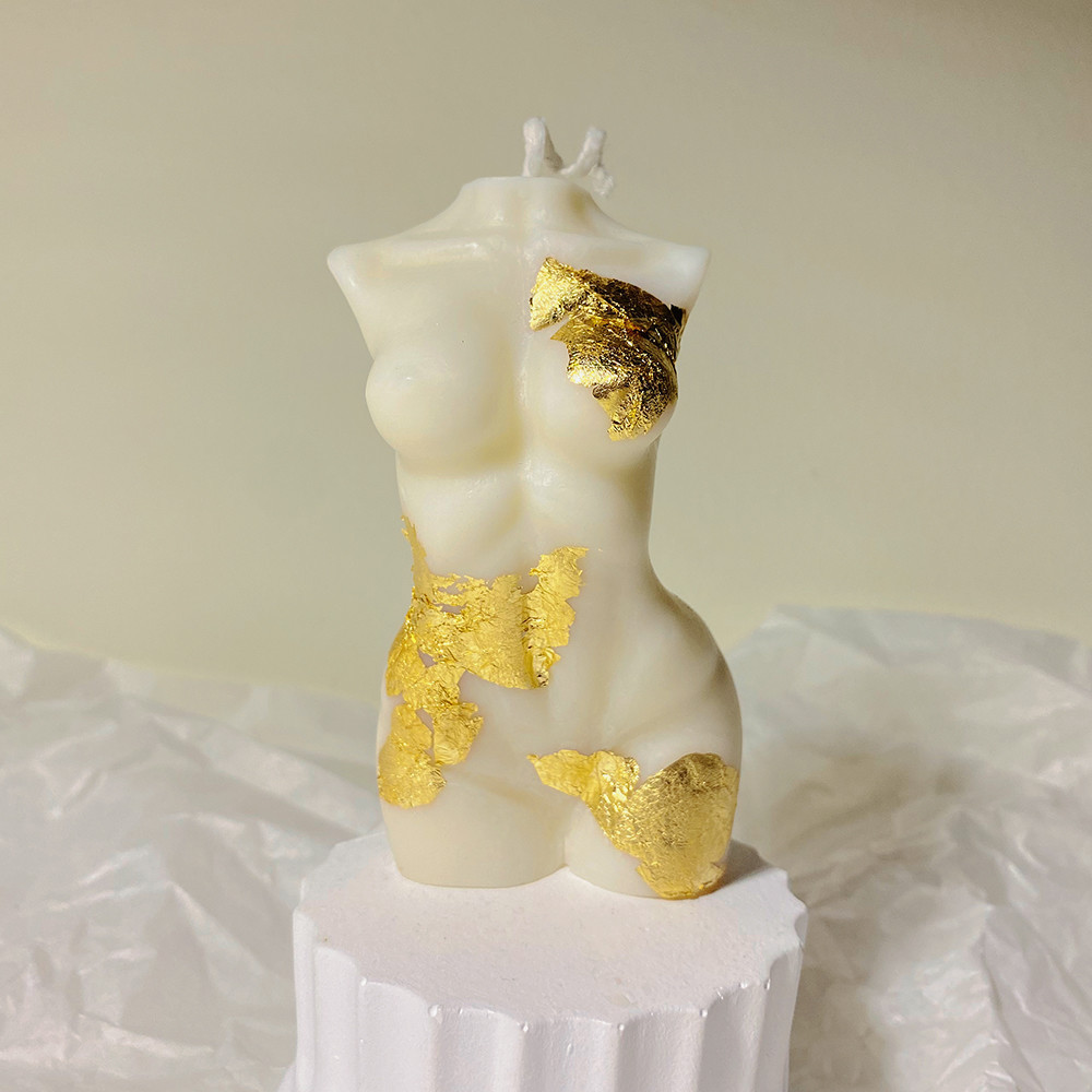 Gold Embellished Man & Woman Candles - A - image 2