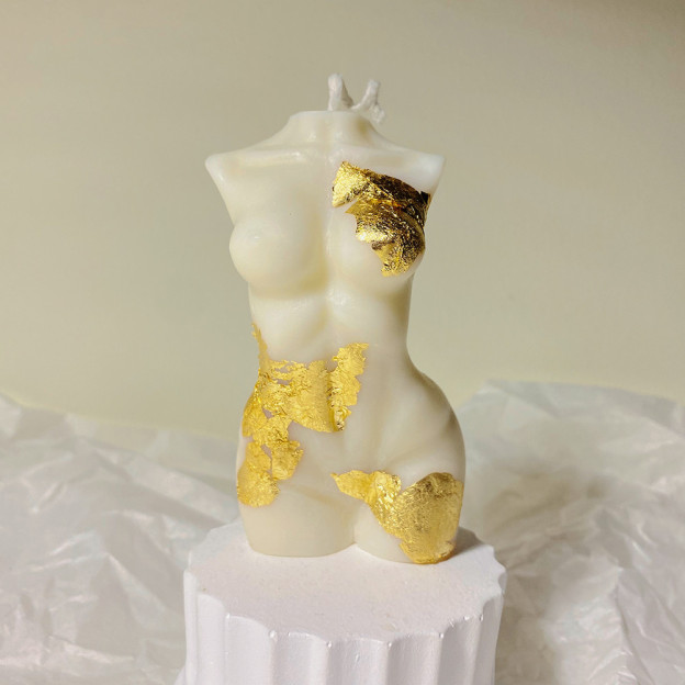 Gold Embellished Man & Woman Candles - A - image 2