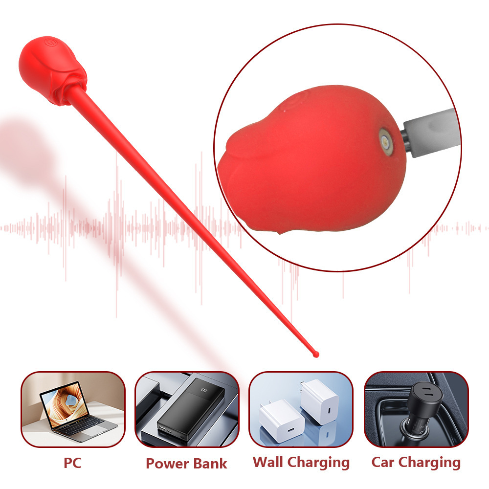 9.17" Silicone Rosebud Vibrating Urethral Wand-WeLovePlugs