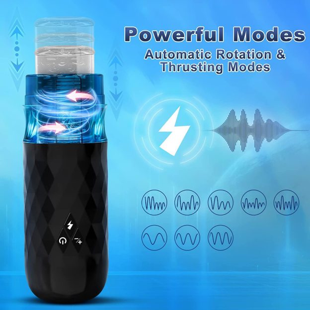 Auto-Stroking Masturbator – Thrusting/Rotating Male Toy with 8 Modes