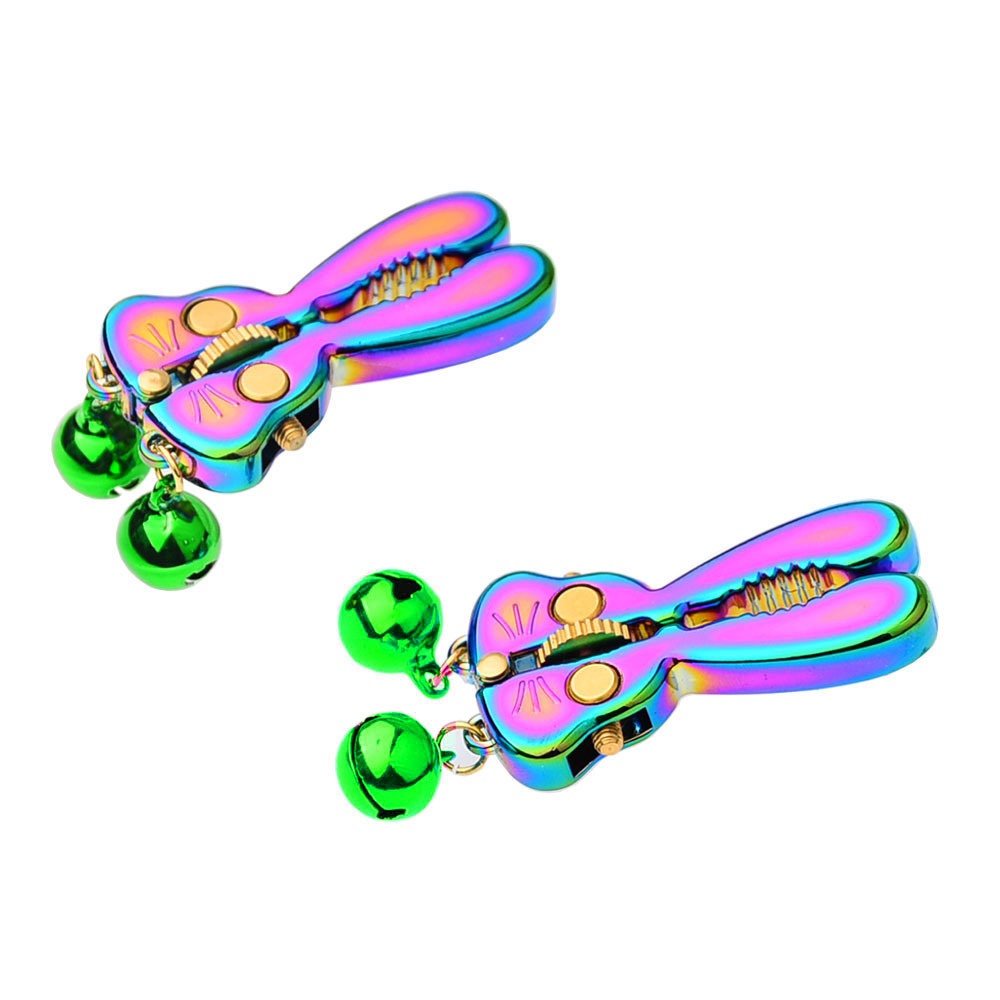 Adjustable Bunny Nipple Clamps – Sensory Play with Bells & BDSM Gear Control-WeLovePlugs