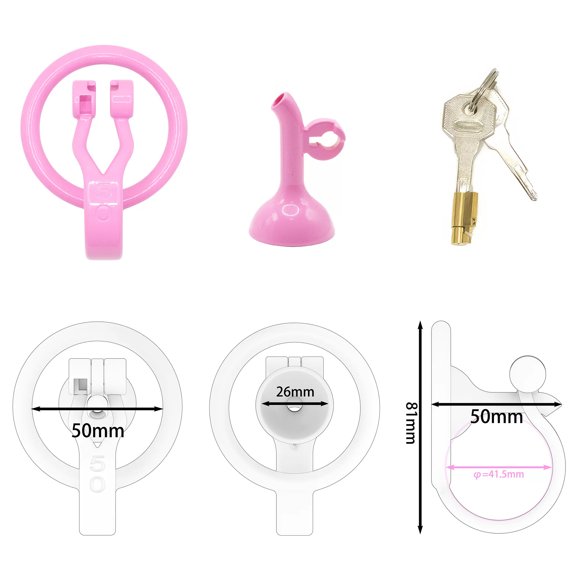 3D Printed Inverted Chastity Cage - Pink - 50mm - image 2