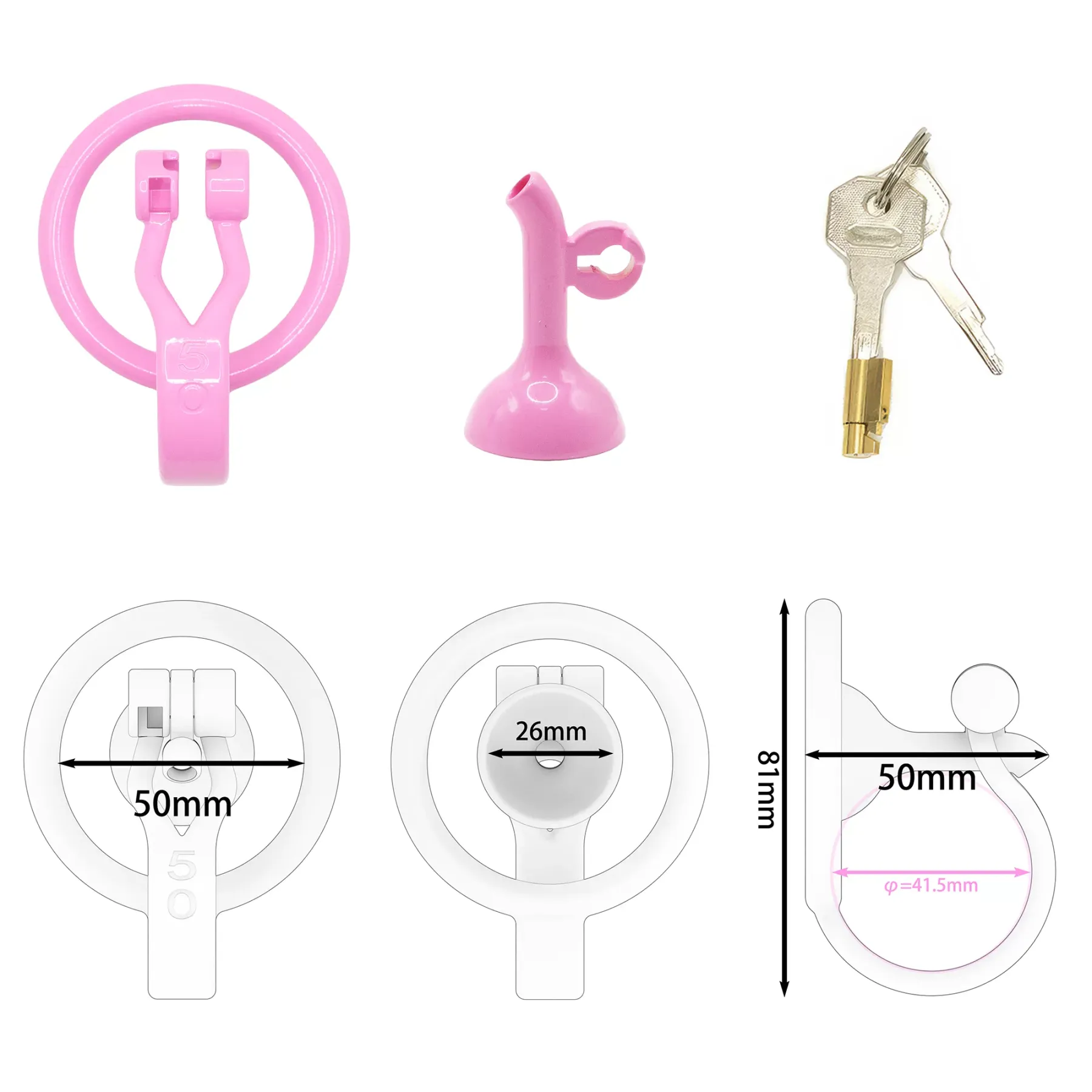 3D Printed Inverted Chastity Cage - Pink - 50mm - image 2