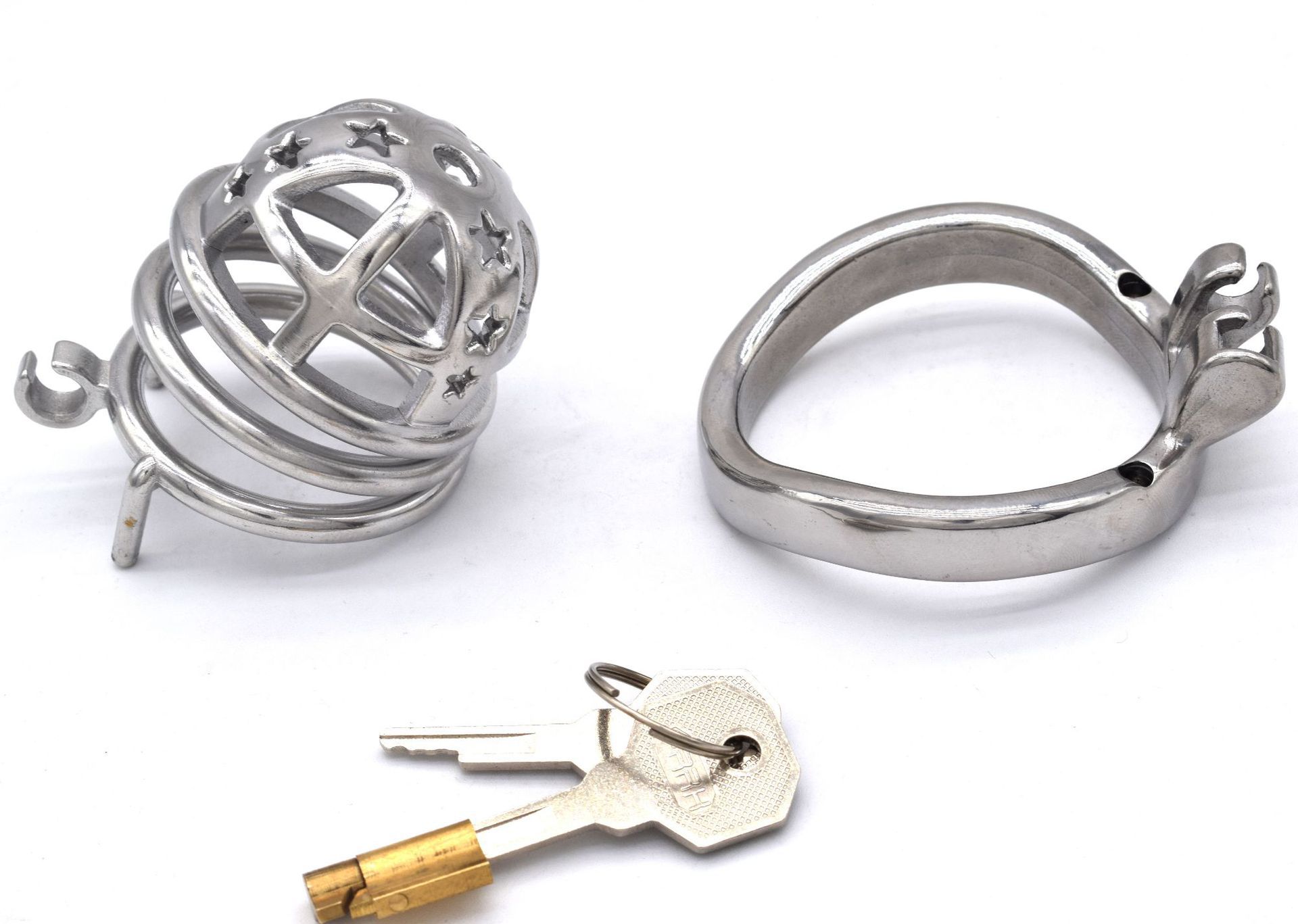 Metal Chastity Cage with Stars -WeLovePlugs