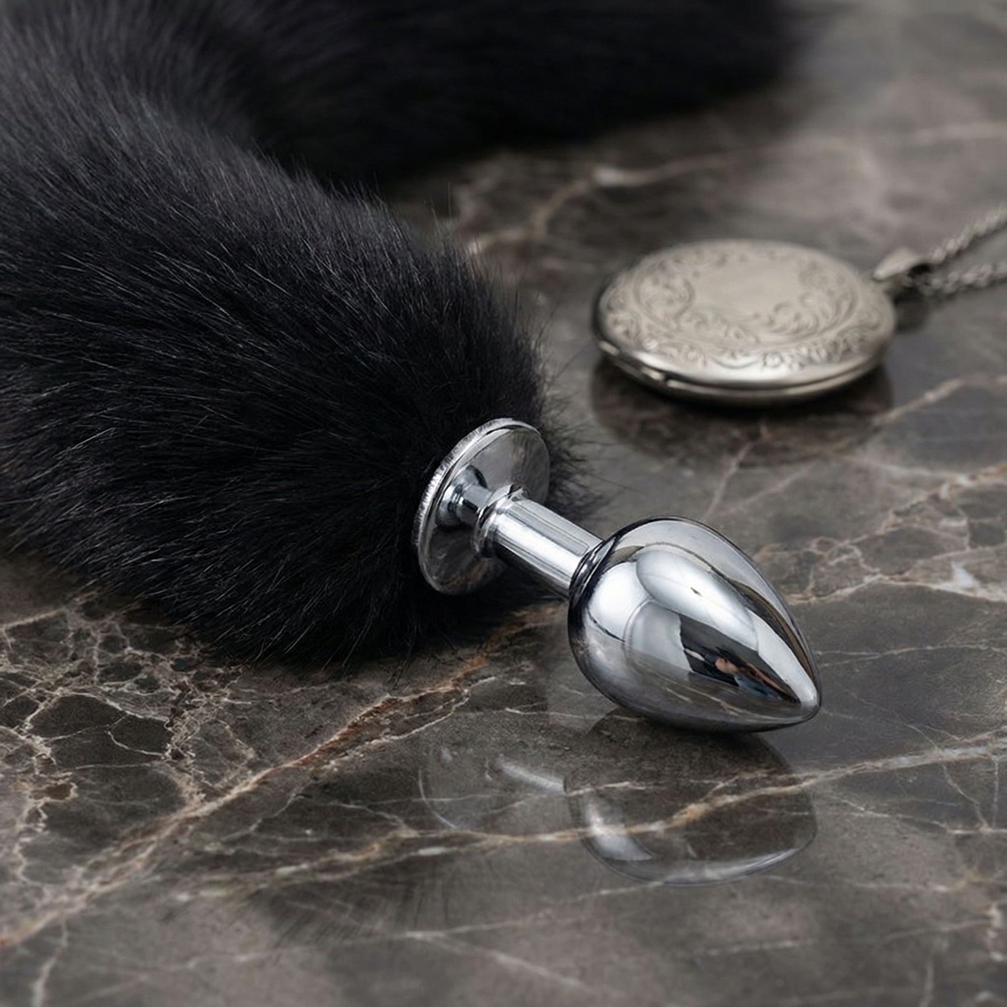 Black Fox Tail Butt Plug • 18.1 Inch Tail - image 9