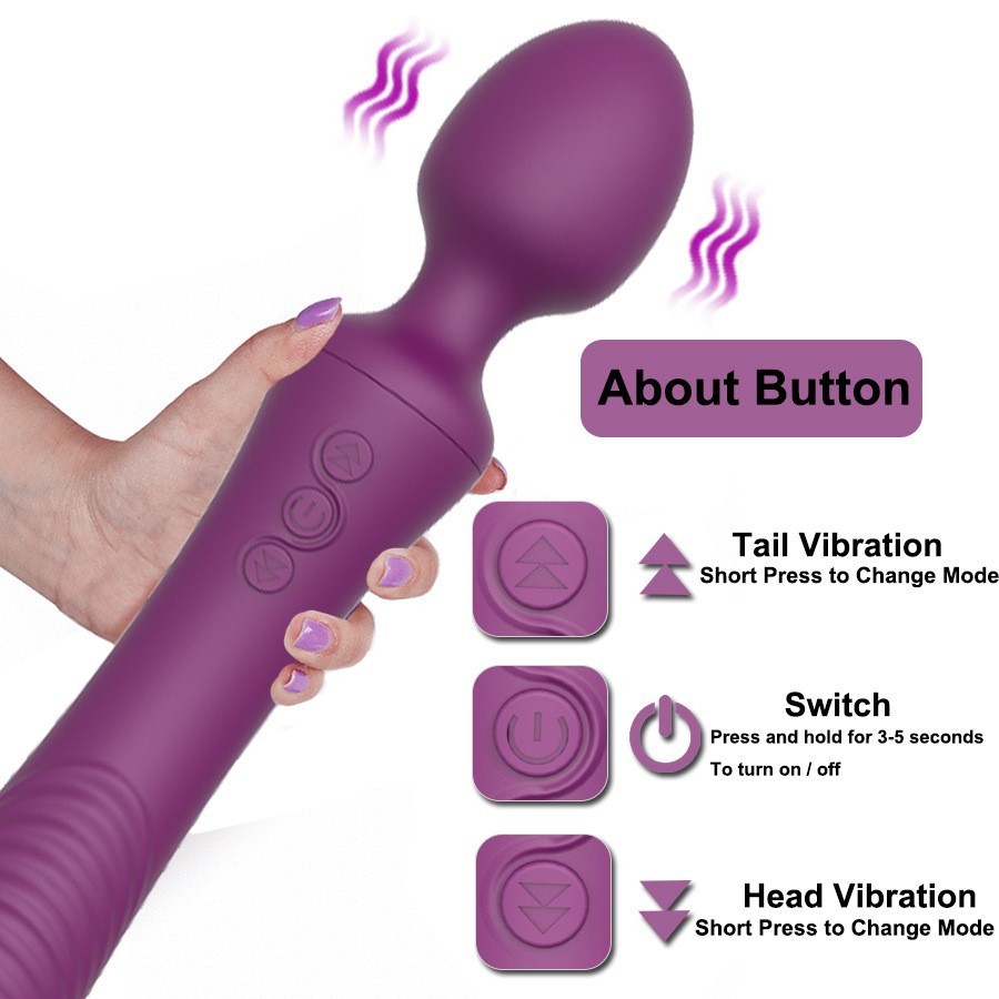 Dual Vibrator Powerful Magic Wand Clitoris Vagina Massager Anal Plug - image 4