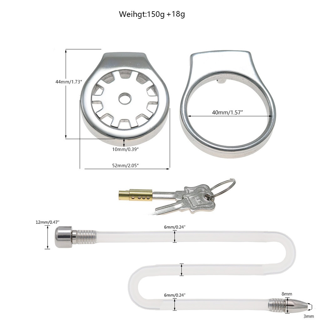 Thickened Stainless Steel Chastity Cage with 11.8-Inch Catheter – 4 Ring Sizes-WeLovePlugs