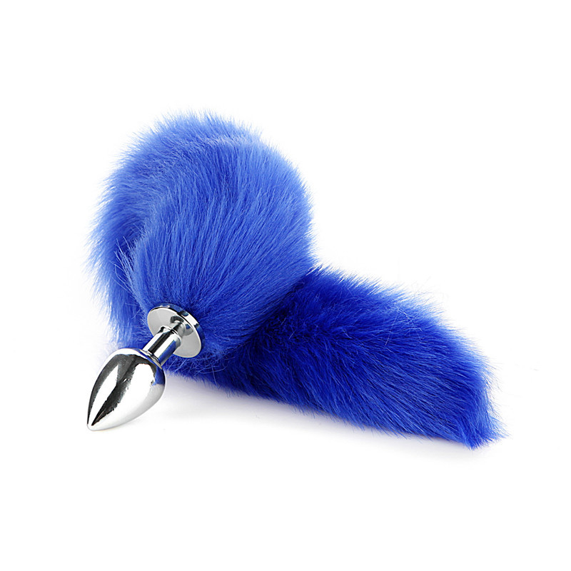Beginner's Blue Fox Long Wolf Tail Anal Plug 