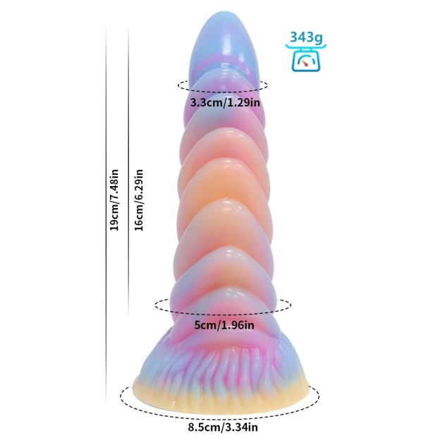7.48'' Anal Glow In The Dark Dildo with Suction Cup - Multicolor - image 3