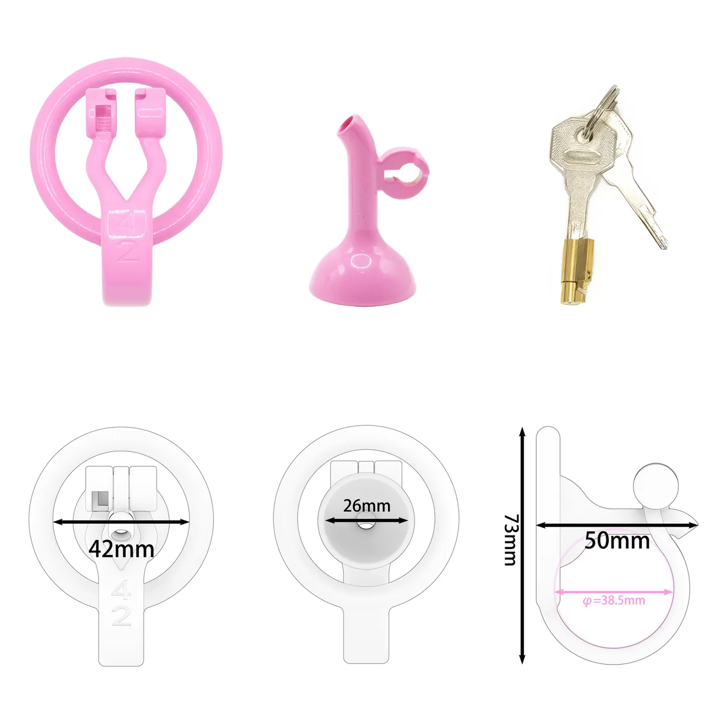 3D Printed Inverted Chastity Cage - Pink - 42mm - image 9
