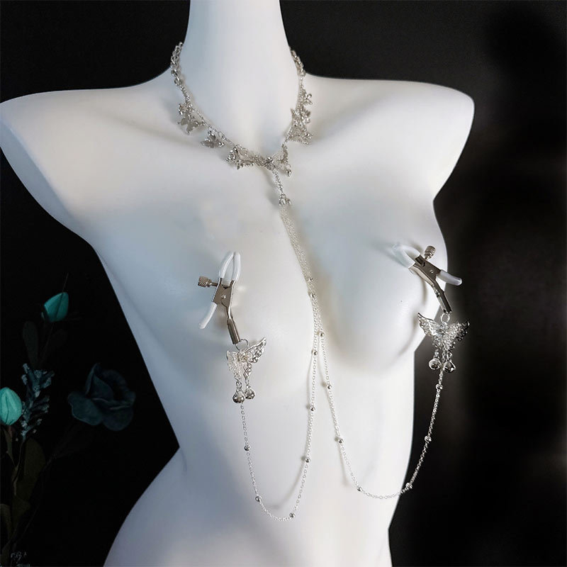 Whispering Butterfly Chime & Pearl Nipple Clamp Set-WeLovePlugs