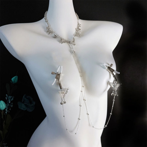Whispering Butterfly Chime & Pearl Nipple Clamp Set-WeLovePlugs