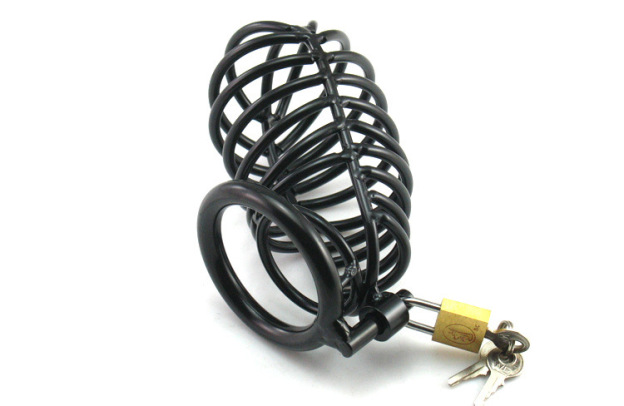 Black Stainless Steel Chastity Cage -WeLovePlugs