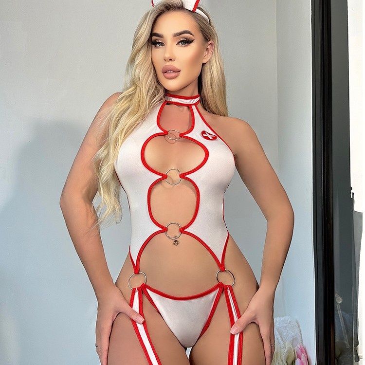Sexy Nurse Lingerie Costume - Roleplay Outfit with Red Cross & Adjustable Top -WeLovePlugs