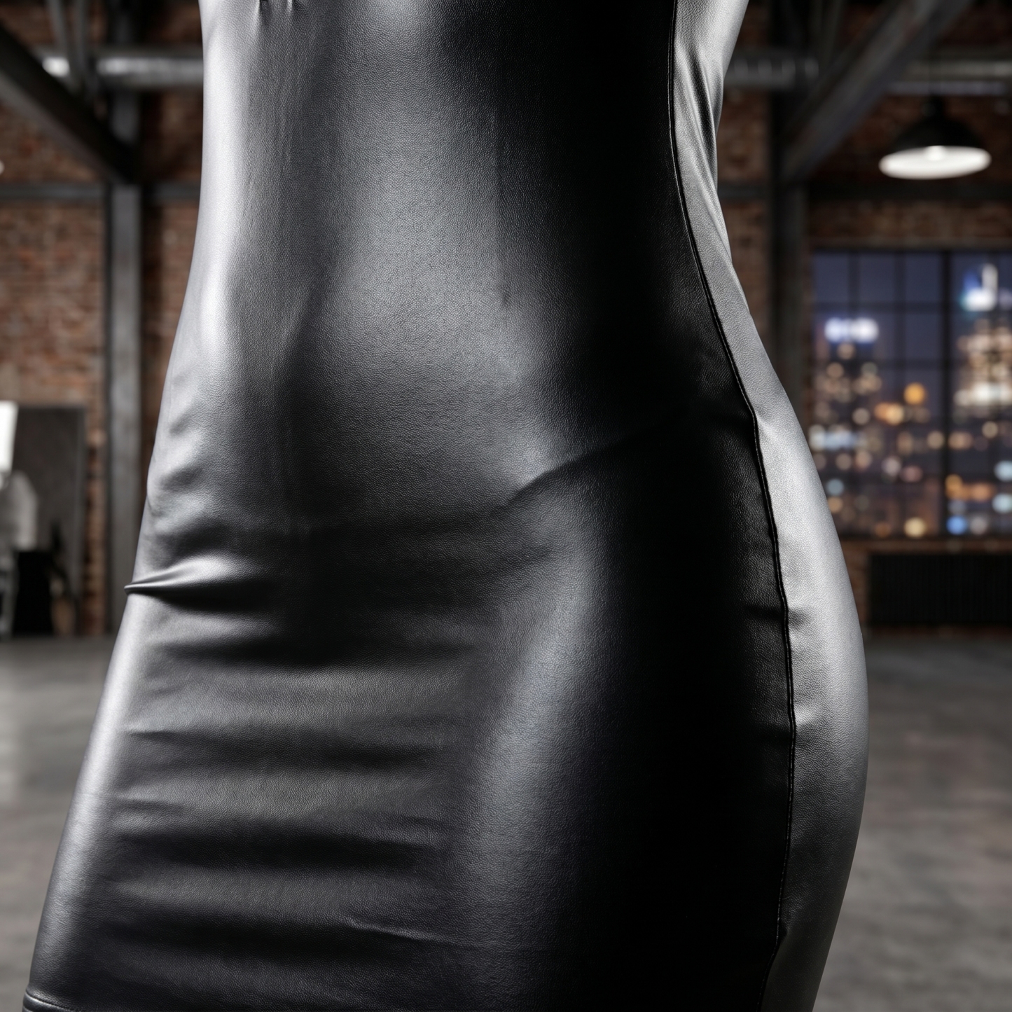 Black Matte Leather Mini Dress - image 15