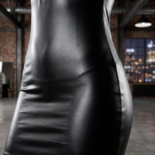 Black Matte Leather Mini Dress - image 15
