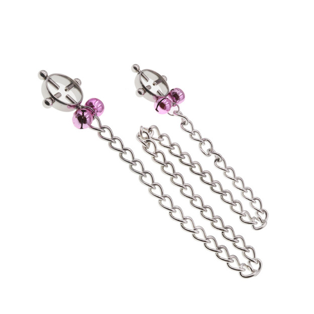 BDSM Chain Nipple Clamps Clip with Bell -WeLovePlugs