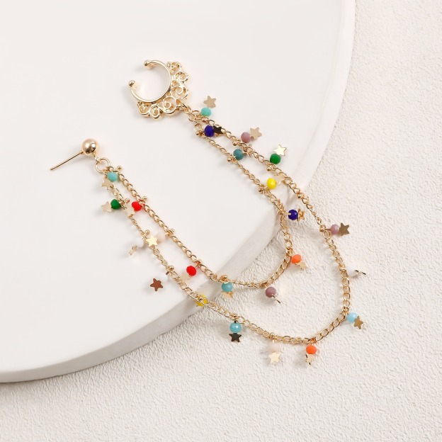 Boho Nose Chain Jewelry – Fake Septum Ring with Ear Hoop & Crystal Nose Ring-WeLovePlugs