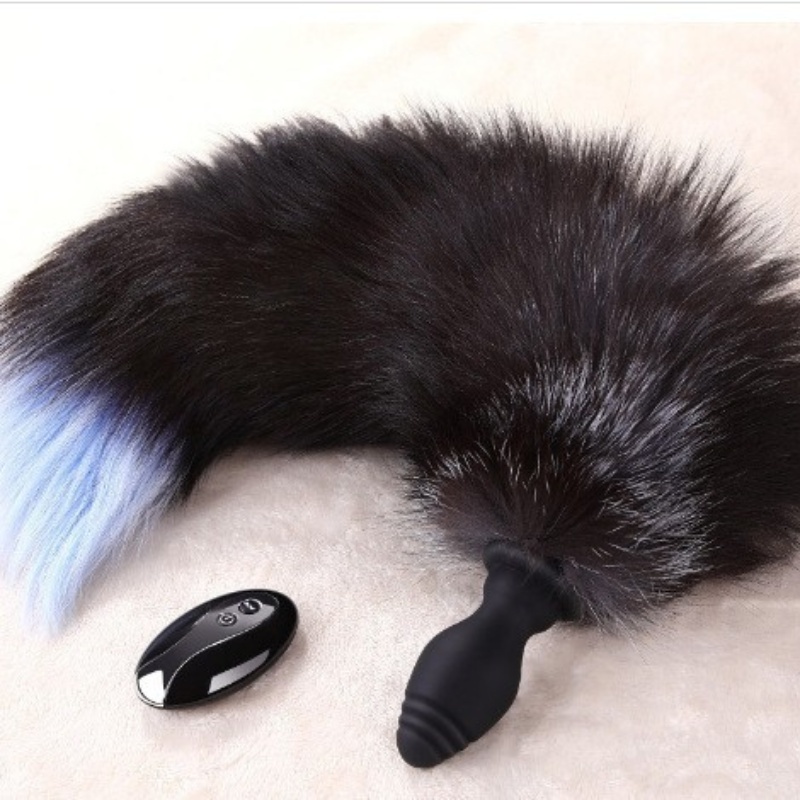 Thick Fox Tail Silicone Vibrating Butt Plug with Remote-WeLovePlugs