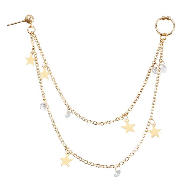 Boho Nose Chain Jewelry – Fake Septum Ring with Ear Hoop & Crystal Nose Ring-WeLovePlugs