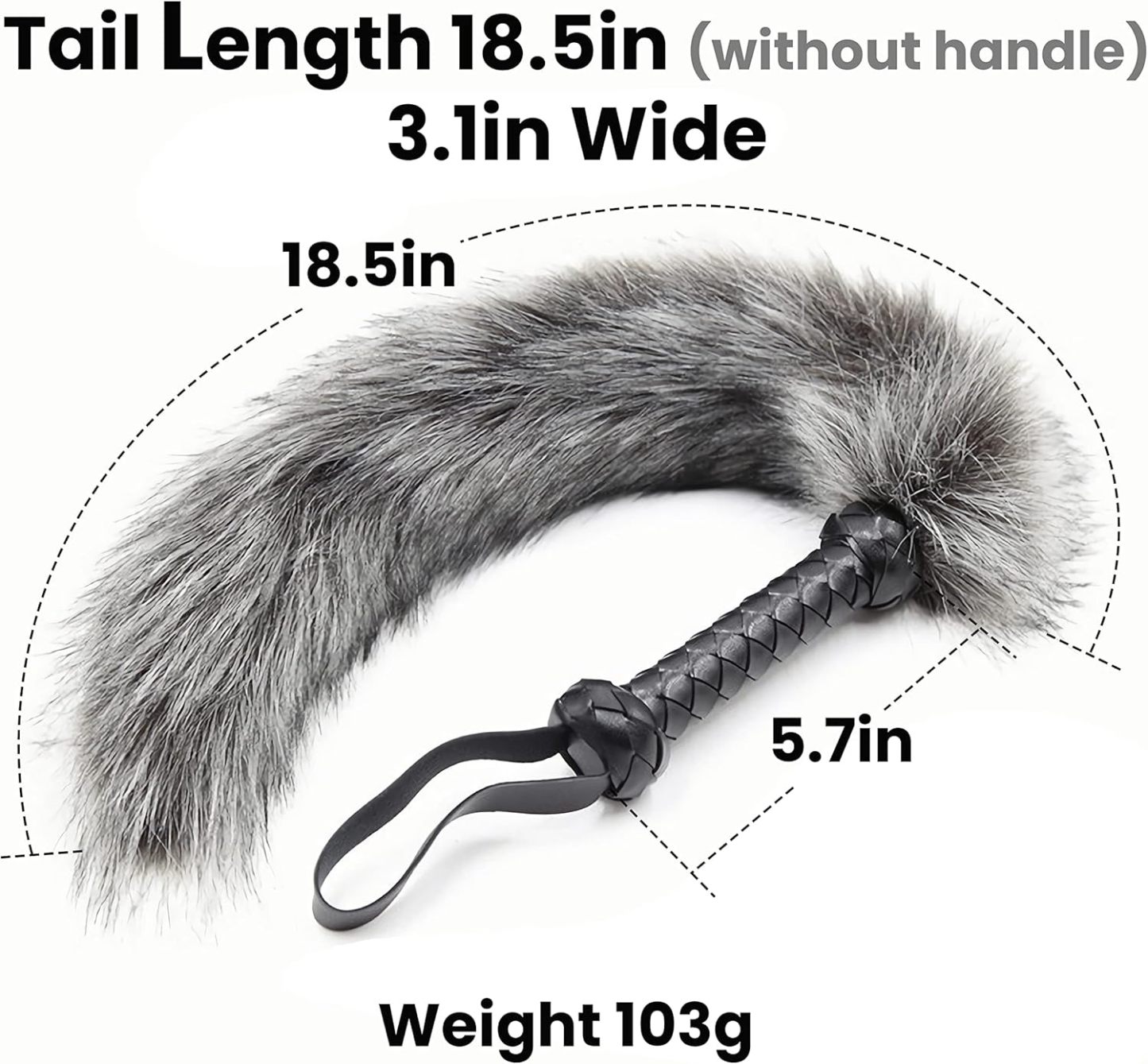 SM Soft Fur Fox Whips With Pu Leather Handle-WeLovePlugs
