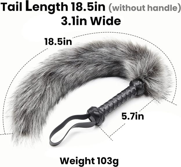 SM Soft Fur Fox Whips With Pu Leather Handle-WeLovePlugs