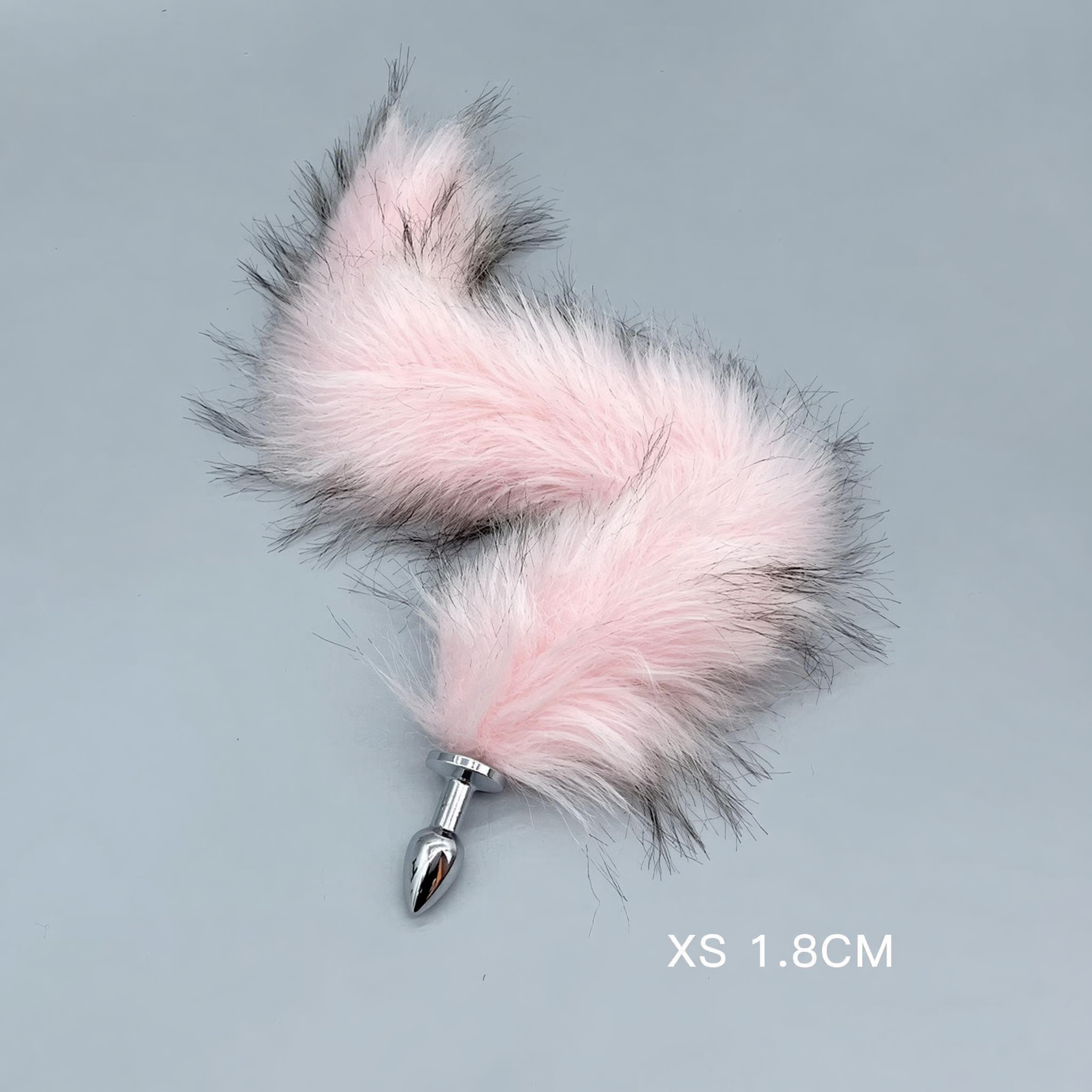 Pink & Black Fox Tail Plug with Removable Metal Base - XS - image 3