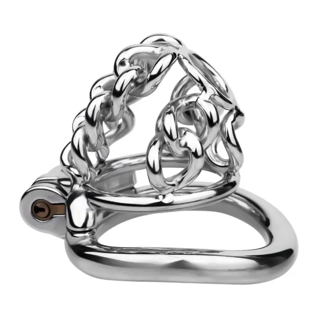 Thick Chainmail Chained Steel Chastity Cage-WeLovePlugs