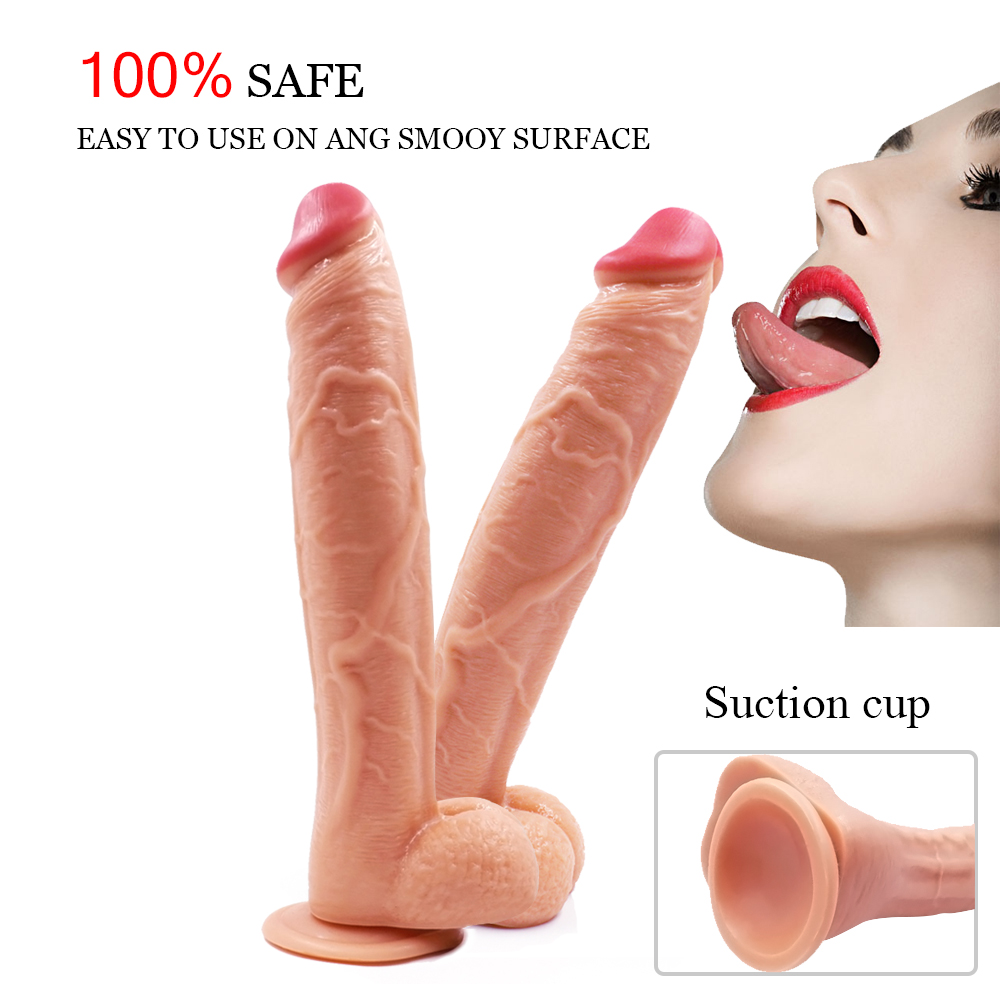 Realistic Silicone Extra Long 12-inches Big Dildo with Balss & Suction Cup