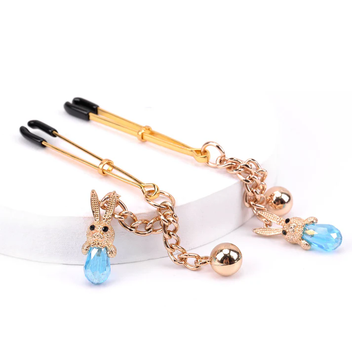 Sexy Crystal Bunny Nipple Clamps - Champagne - image 1