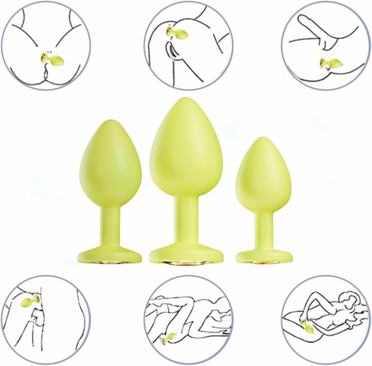 Crystal Diamond Anal Butt Plugs 3 Set
