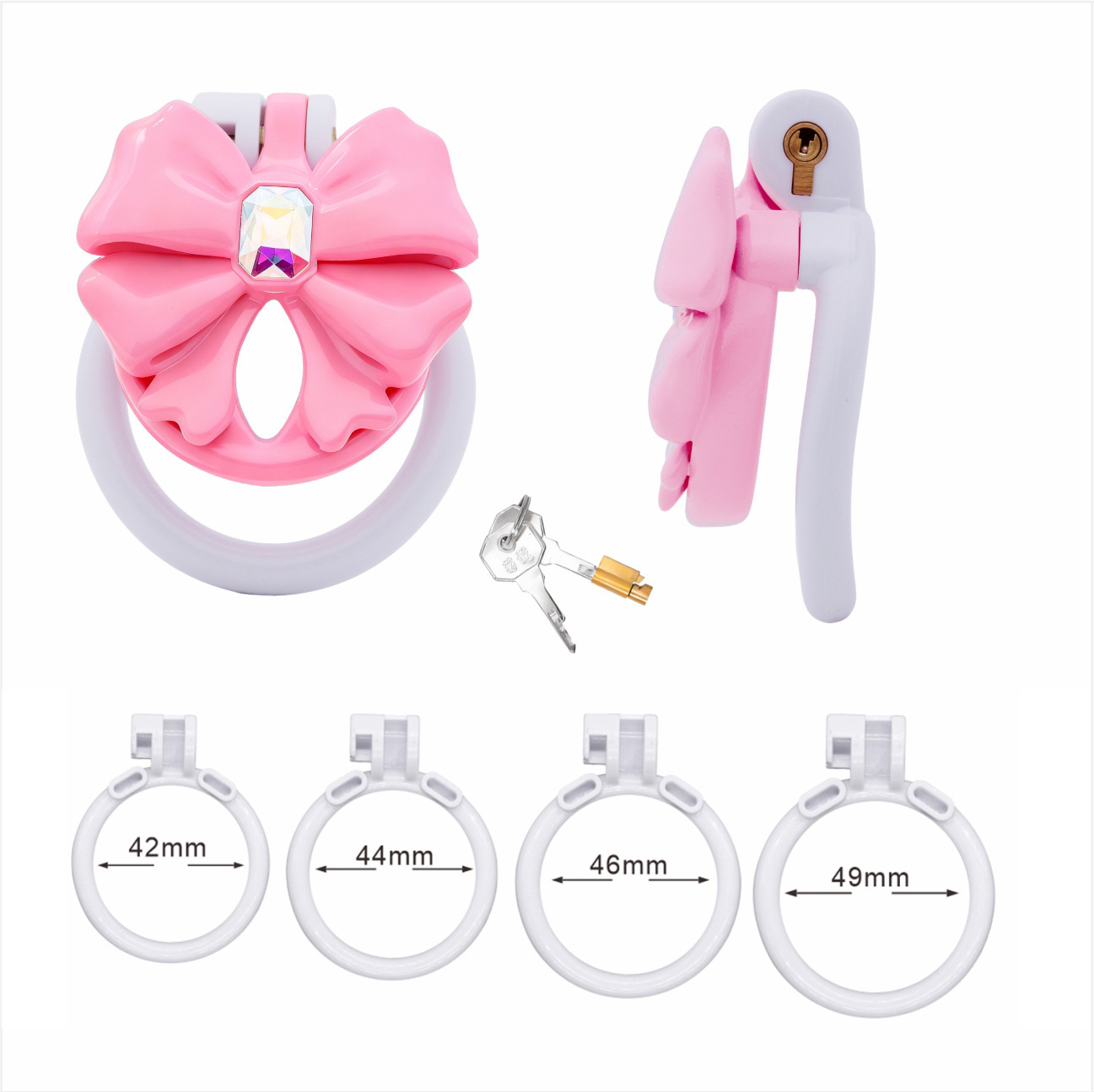 Crystal Butterfly Chastity Cage Set - White - image 3