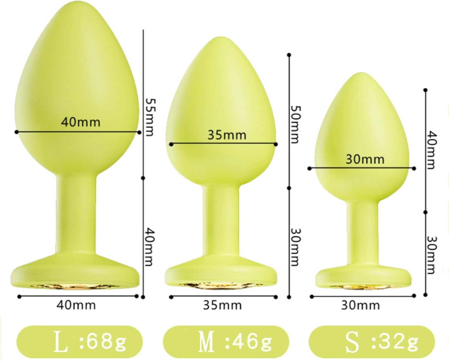 Crystal Diamond Anal Butt Plugs 3 Set 