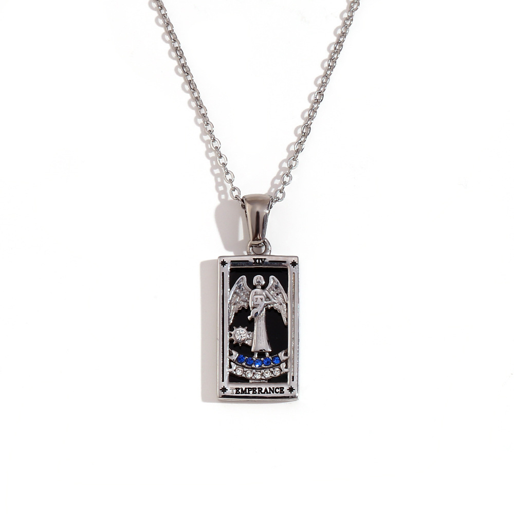 18k Gold Plated Tarot Cards Pendant Necklace - Vintage Colorful Charm Necklace Lucky Talisman Hypoallergenic for Women and Men Gift