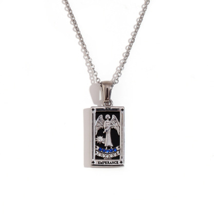 18k Gold Plated Tarot Cards Pendant Necklace - Vintage Colorful Charm Necklace Lucky Talisman Hypoallergenic for Women and Men Gift