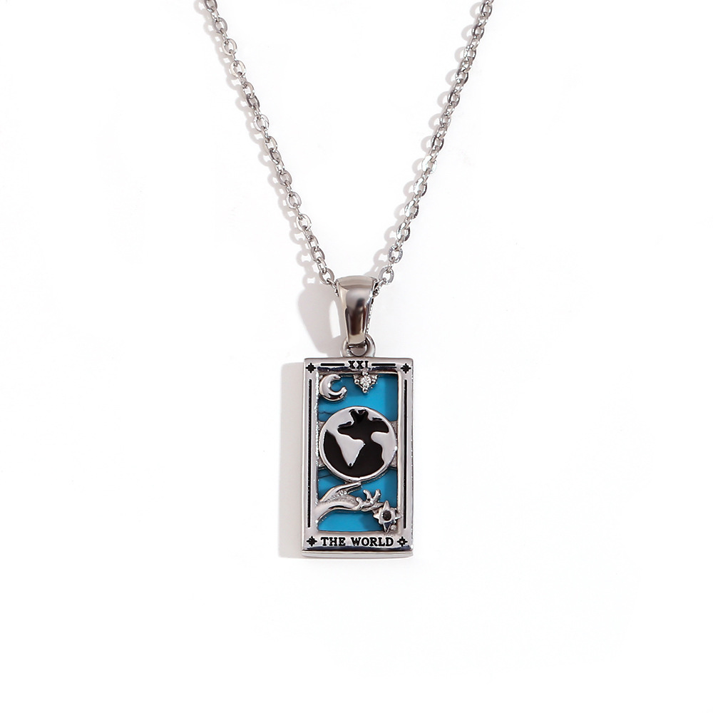 18k Gold Plated Tarot Cards Pendant Necklace - Vintage Colorful Charm Necklace Lucky Talisman Hypoallergenic for Women and Men Gift