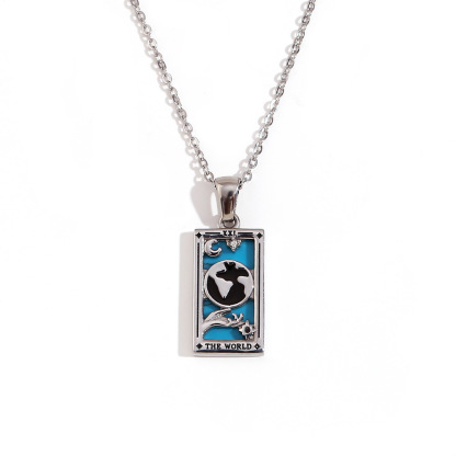 18k Gold Plated Tarot Cards Pendant Necklace - Vintage Colorful Charm Necklace Lucky Talisman Hypoallergenic for Women and Men Gift