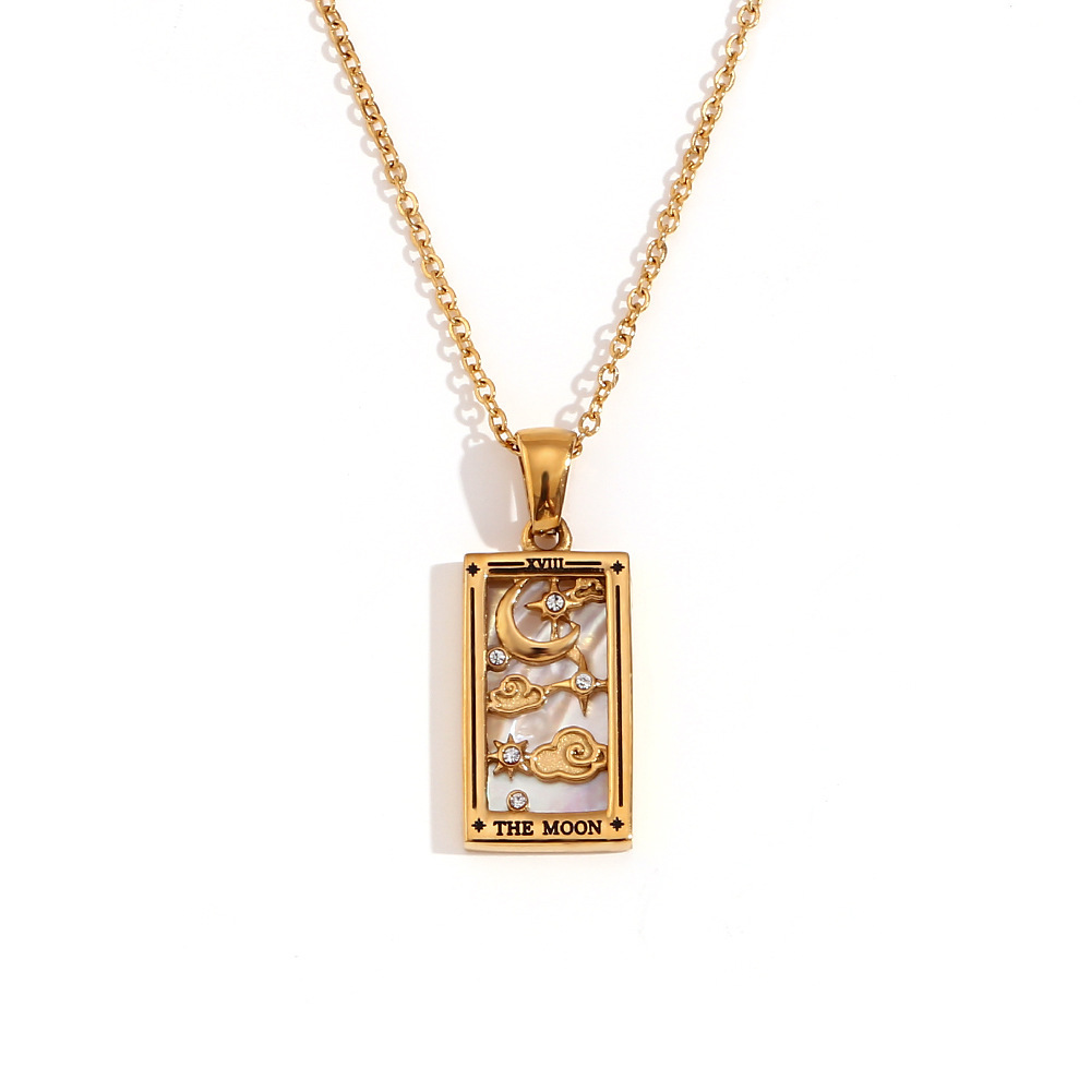18k Gold Plated Tarot Cards Pendant Necklace - Vintage Colorful Charm Necklace Lucky Talisman Hypoallergenic for Women and Men Gift
