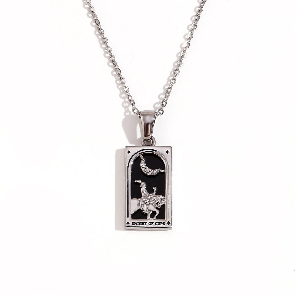 18k Gold Plated Tarot Cards Pendant Necklace - Vintage Colorful Charm Necklace Lucky Talisman Hypoallergenic for Women and Men Gift