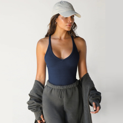 Workout Tops for Women Racerback Basic Tank Summer 2024 Camisole V Neck Slim Fit Ribbed Sleeveless