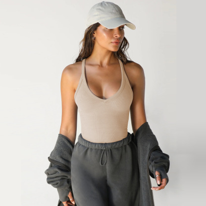 Workout Tops for Women Racerback Basic Tank Summer 2024 Camisole V Neck Slim Fit Ribbed Sleeveless