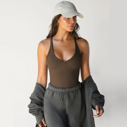 Workout Tops for Women Racerback Basic Tank Summer 2024 Camisole V Neck Slim Fit Ribbed Sleeveless
