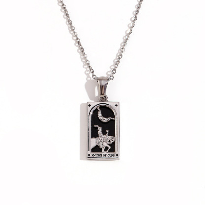 18k Gold Plated Tarot Cards Pendant Necklace - Vintage Colorful Charm Necklace Lucky Talisman Hypoallergenic for Women and Men Gift