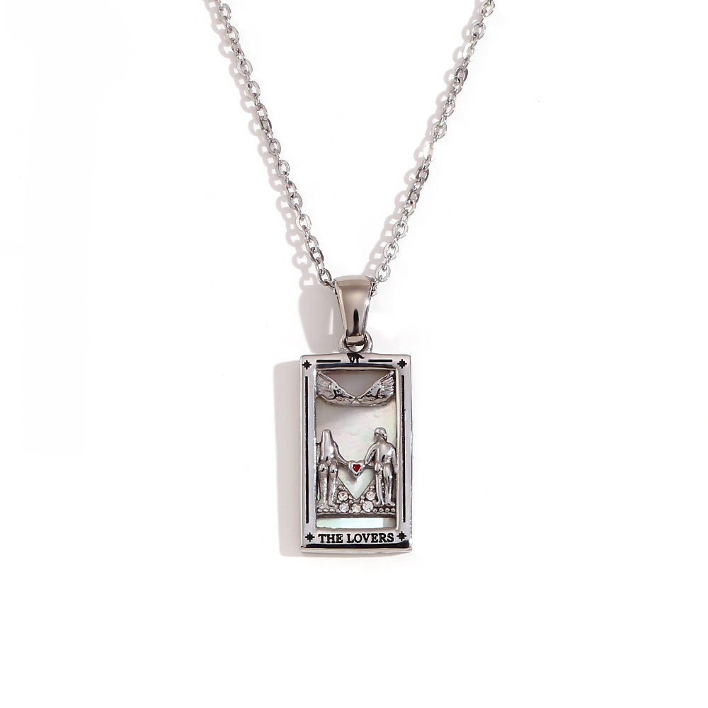 18k Gold Plated Tarot Cards Pendant Necklace - Vintage Colorful Charm Necklace Lucky Talisman Hypoallergenic for Women and Men Gift