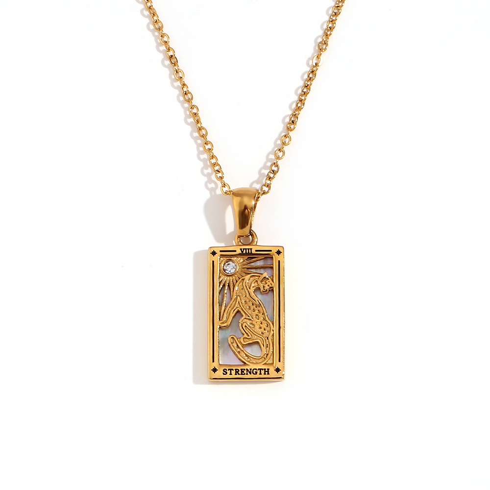 18k Gold Plated Tarot Cards Pendant Necklace - Vintage Colorful Charm Necklace Lucky Talisman Hypoallergenic for Women and Men Gift
