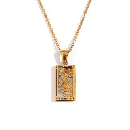 18k Gold Plated Tarot Cards Pendant Necklace - Vintage Colorful Charm Necklace Lucky Talisman Hypoallergenic for Women and Men Gift