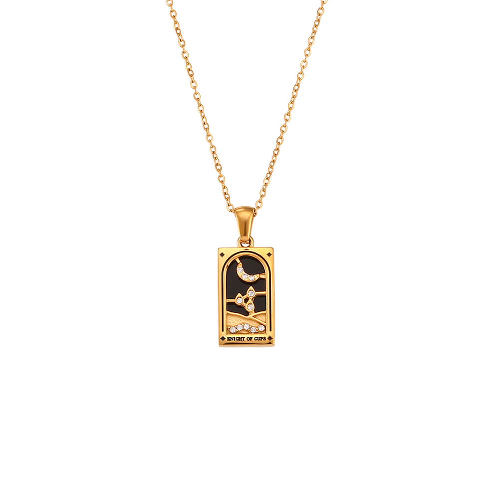 18k Gold Plated Tarot Cards Pendant Necklace - Vintage Colorful Charm Necklace Lucky Talisman Hypoallergenic for Women and Men Gift